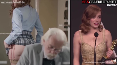 Adult Emma Stone seduces a guy with her delicious ass